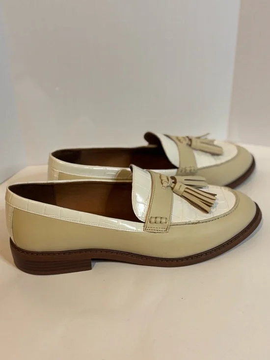 Franco Sarto Cream and White Tassel Loafers - Picture 5 of 9